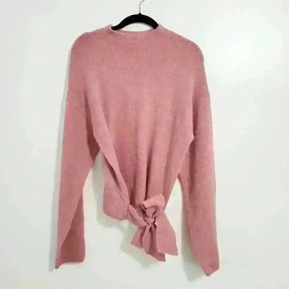 WAYF Pink Mock Neck Tie Front Pullover Sweater - Picture 2 of 5